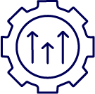 A wheel cog with three arrows pointing up
