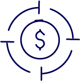 A dollar symbol with two circles around it.