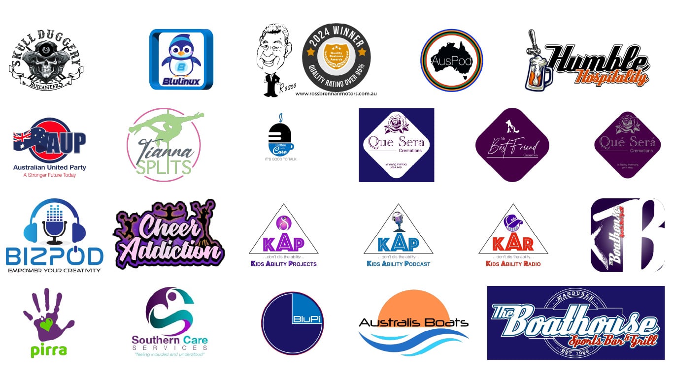 A list of the logos that bluFX Design have created